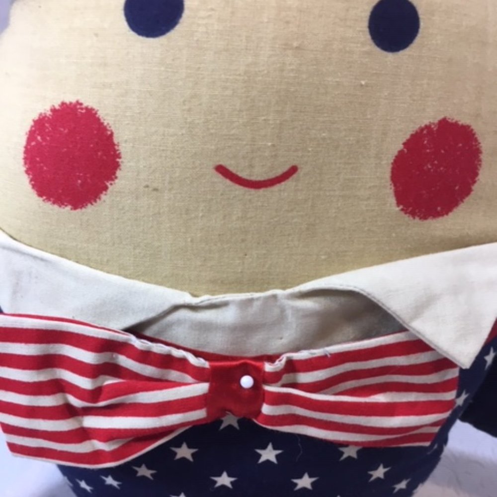 Vintage Handmade Patriotic Uncle Sam Humpty Dumpty Cloth Doll Stuffed Toy 26" - Picture 6 of 10